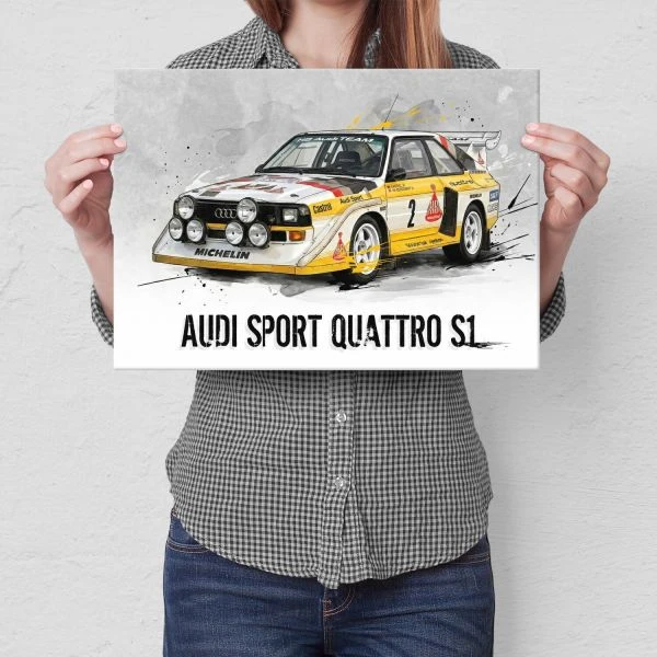 Plakat metalowy na ścianę Audi Sport Quattro S1 - M